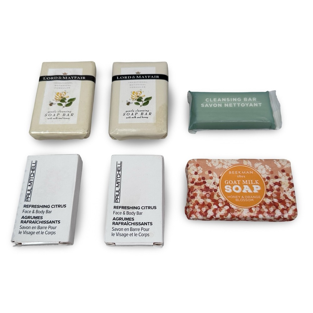 6pc Travel Soap Set Beekman 1802 Paul Mitchell Lord & Mayfair‎ Mini Guest Bars